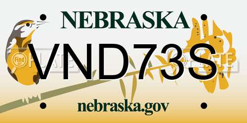VND73S Nebraska License Plate