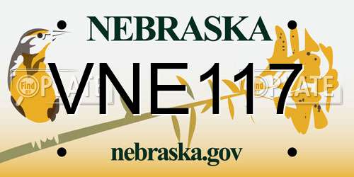 VNE117 Nebraska License Plate