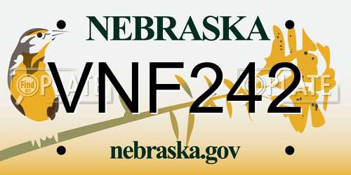 VNF242 Nebraska License Plate