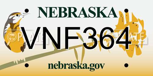 VNF364 Nebraska License Plate