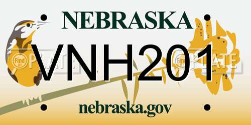 VNH201 Nebraska License Plate