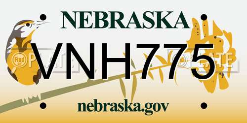 VNH775 Nebraska License Plate