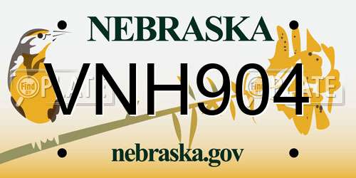 VNH904 Nebraska License Plate