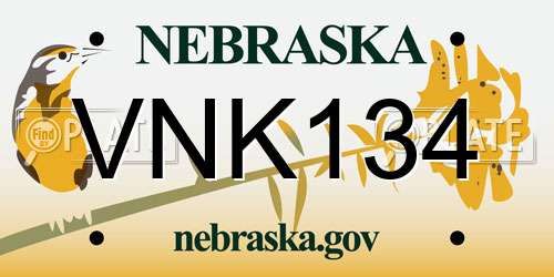 VNK134 Nebraska License Plate