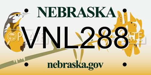 VNL288 Nebraska License Plate