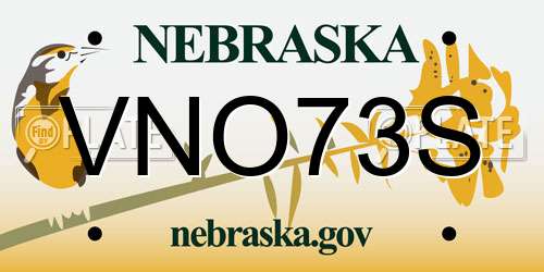 VNO73S Nebraska License Plate