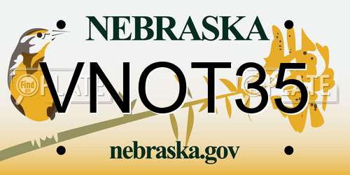 VNOT35 Nebraska License Plate