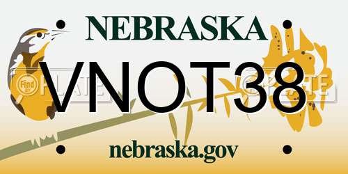 VNOT38 Nebraska License Plate