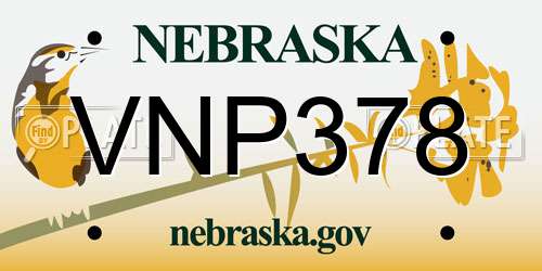 VNP378 Nebraska License Plate