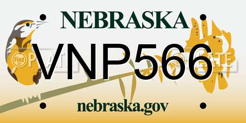 VNP566 Nebraska License Plate