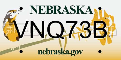 VNQ73B Nebraska License Plate