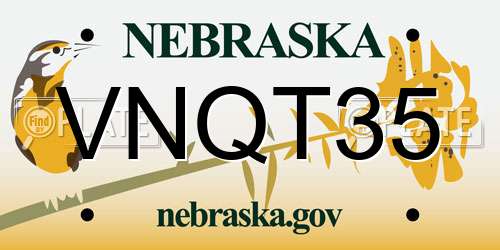 VNQT35 Nebraska License Plate