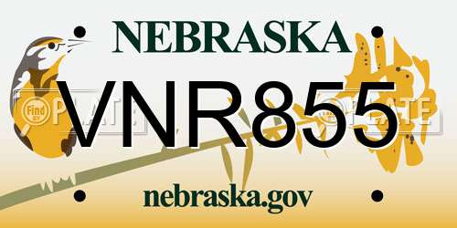 VNR855 Nebraska License Plate