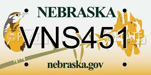 VNS451 Nebraska License Plate