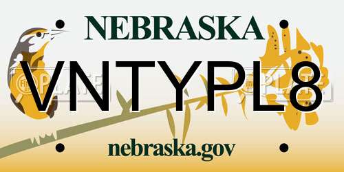 VNTYPL8 Nebraska License Plate