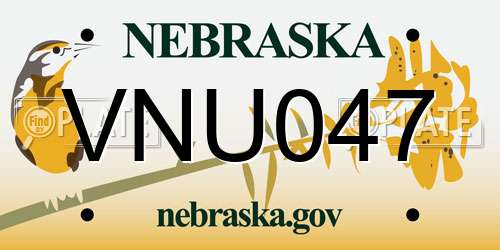 VNU047 Nebraska License Plate