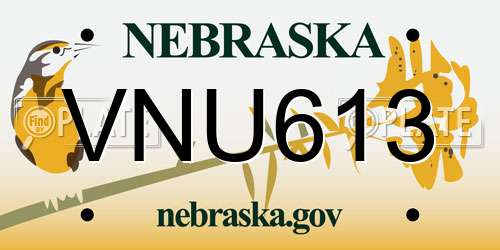 VNU613 Nebraska License Plate