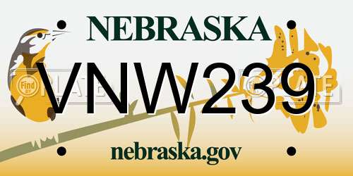 VNW239 Nebraska License Plate