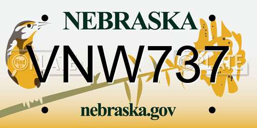 VNW737 Nebraska License Plate