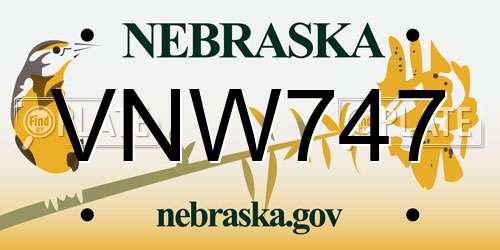 VNW747 Nebraska License Plate