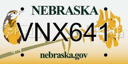 VNX641 Nebraska License Plate