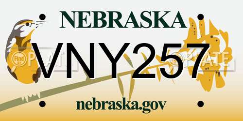 VNY257 Nebraska License Plate