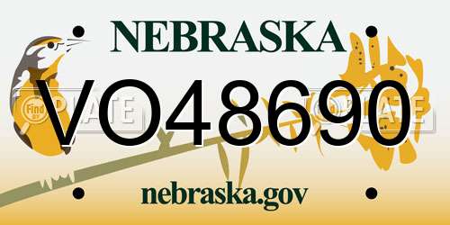 VO48690 Nebraska License Plate