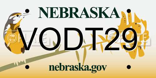 VODT29 Nebraska License Plate