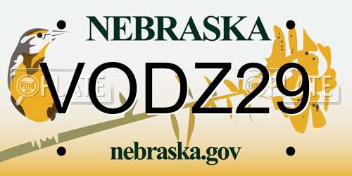 VODZ29 Nebraska License Plate