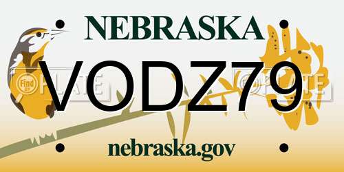 VODZ79 Nebraska License Plate