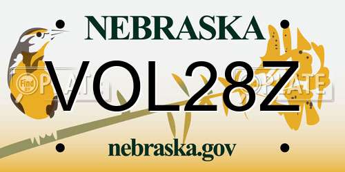 VOL28Z Nebraska License Plate