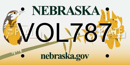 VOL787 Nebraska License Plate