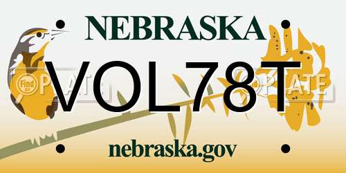 VOL78T Nebraska License Plate