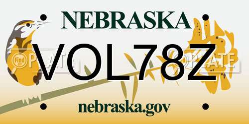 VOL78Z Nebraska License Plate