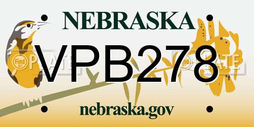 VPB278 Nebraska License Plate