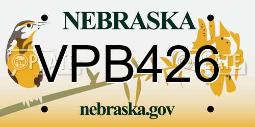 VPB426 Nebraska License Plate