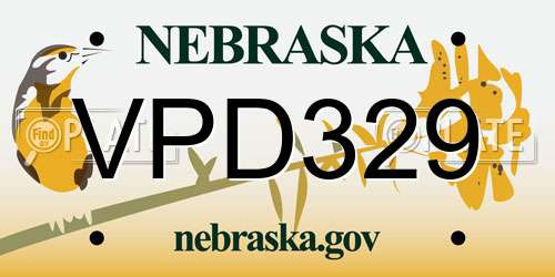 VPD329 Nebraska License Plate