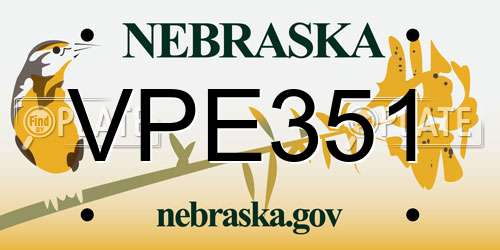 VPE351 Nebraska License Plate