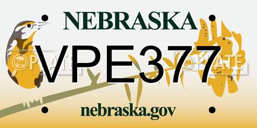 VPE377 Nebraska License Plate