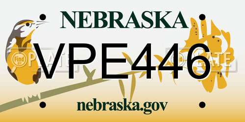 VPE446 Nebraska License Plate