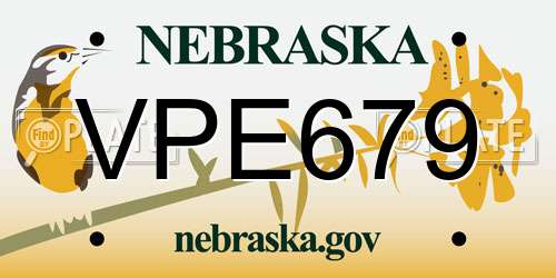 VPE679 Nebraska License Plate