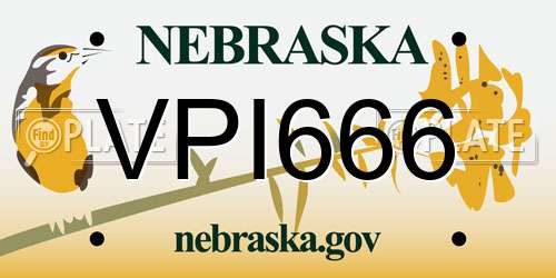VPI666 Nebraska License Plate