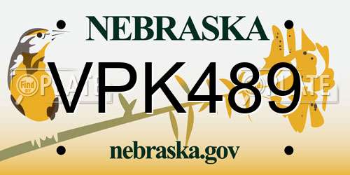 VPK489 Nebraska License Plate