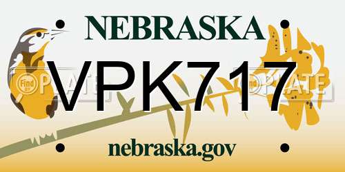 VPK717 Nebraska License Plate