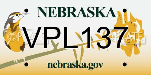 VPL137 Nebraska License Plate