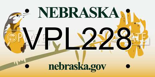 VPL228 Nebraska License Plate