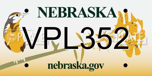 VPL352 Nebraska License Plate