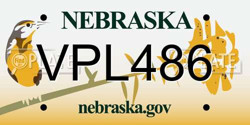 VPL486 Nebraska License Plate