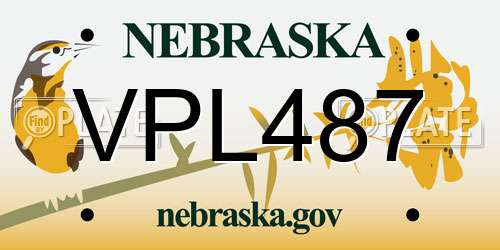 VPL487 Nebraska License Plate
