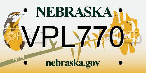 VPL770 Nebraska License Plate